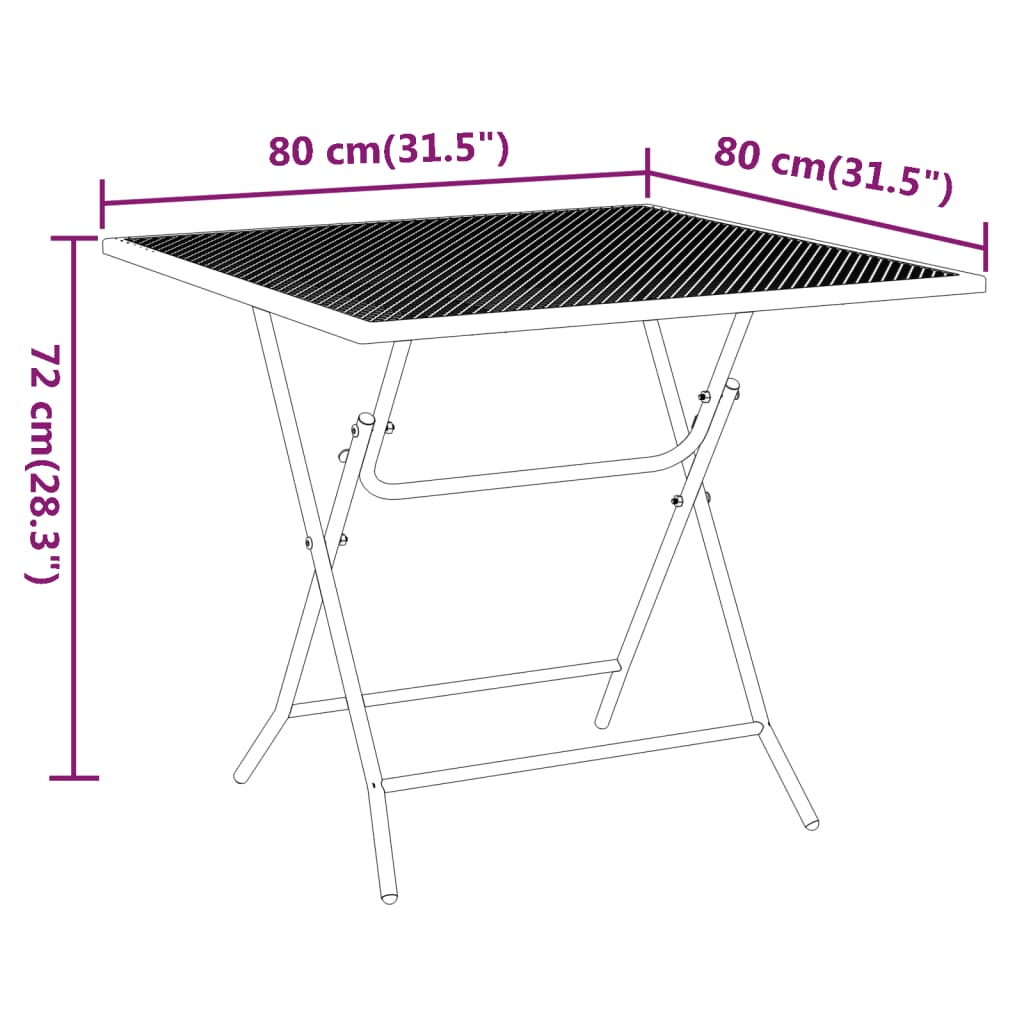 vidaXL Patio Table Expanded Metal Mesh 31.5"x31.5"x28.3"/23.6"x23.6"x28.3"-5