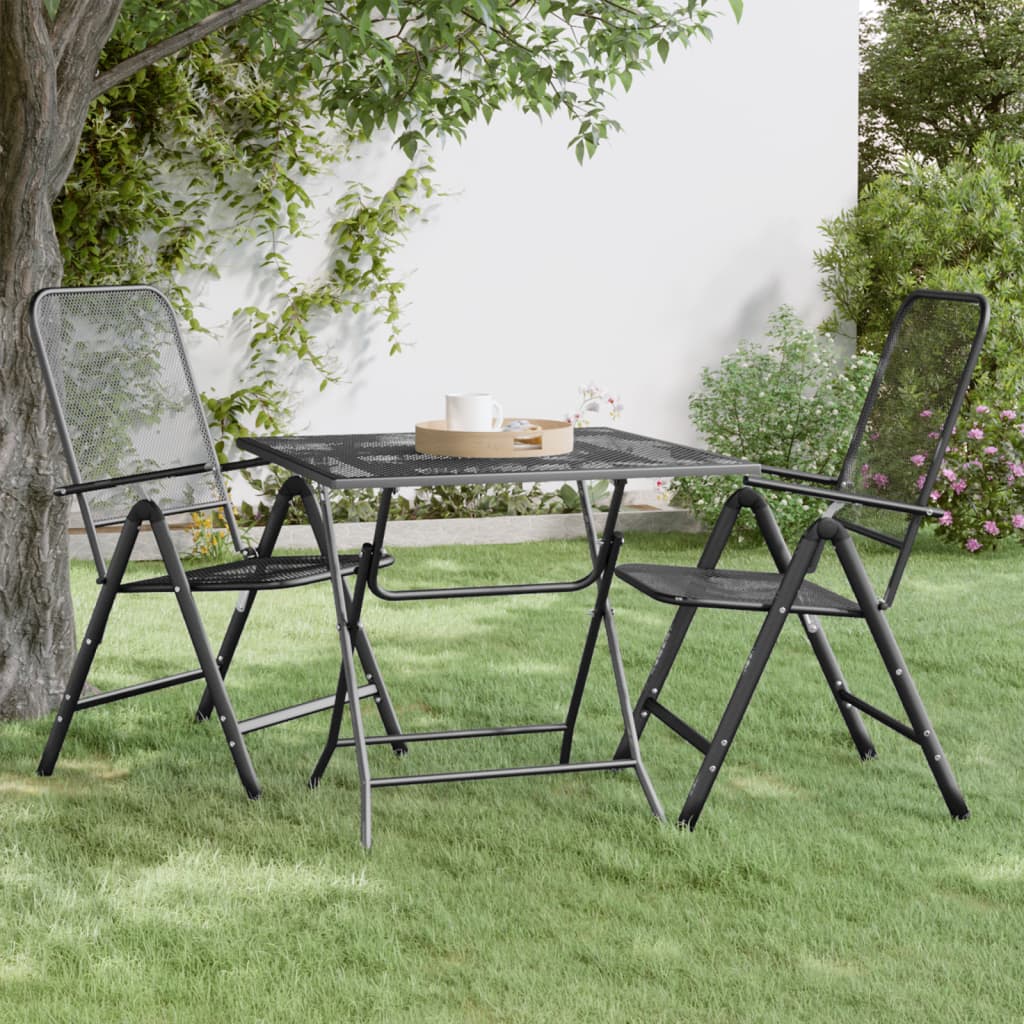 vidaXL Patio Table Expanded Metal Mesh 31.5"x31.5"x28.3"/23.6"x23.6"x28.3"-3