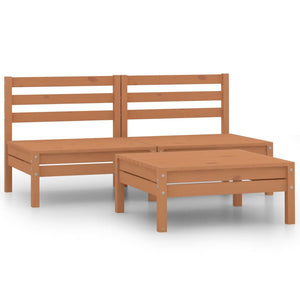 vidaXL Patio Furniture Set 3 Piece Outdoor Sectional Sofa Solid Wood Pine-12