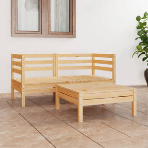 vidaXL Patio Furniture Set 3 Piece Wooden Conversation Set Solid Wood Pine-22