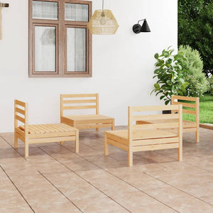 vidaXL Solid Pinewood Lounge Set 4 Piece Patio Garden Furniture Multi Colors-9