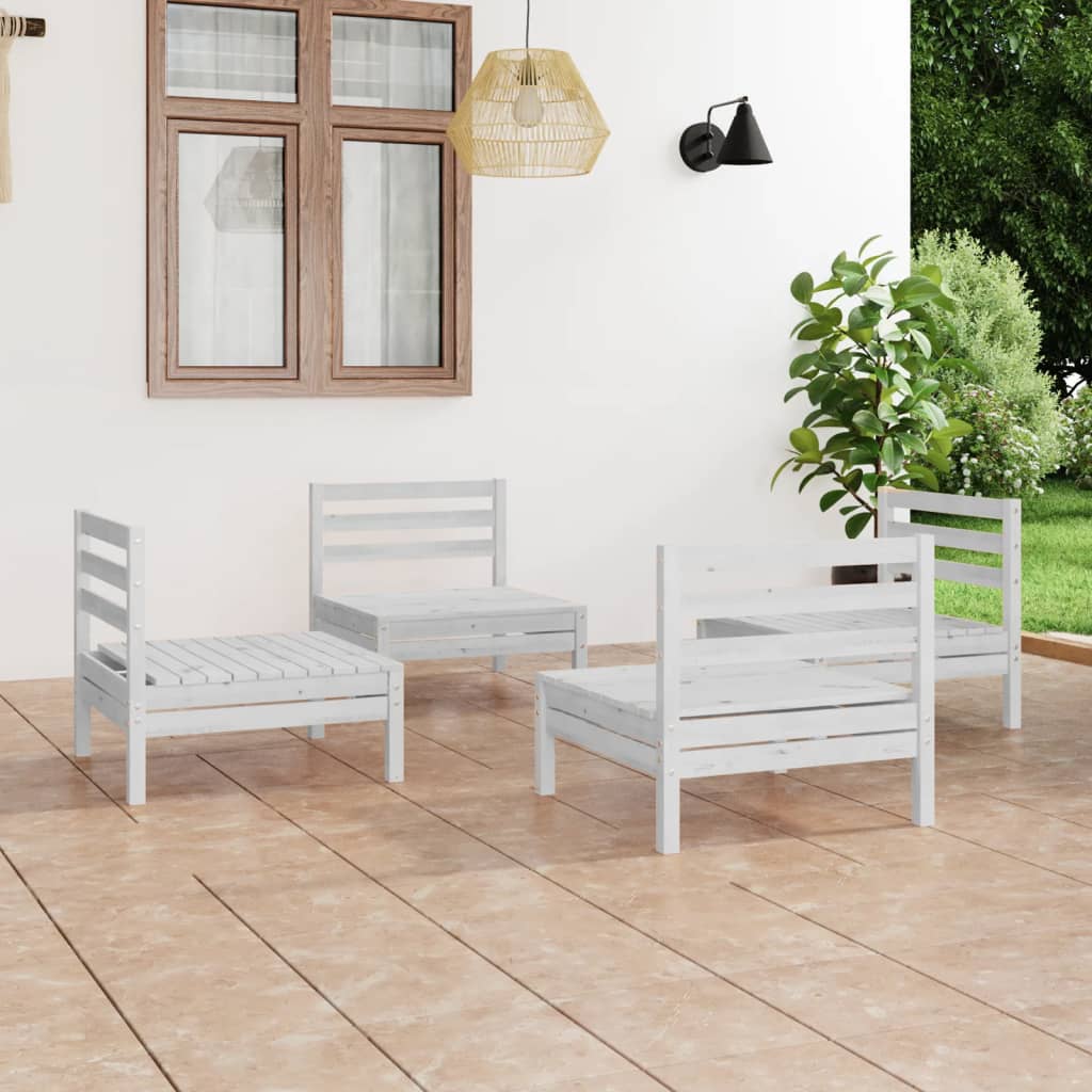 vidaXL Solid Pinewood Lounge Set 4 Piece Patio Garden Furniture Multi Colors-3