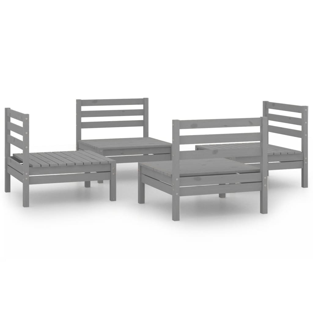 vidaXL Solid Pinewood Lounge Set 4 Piece Patio Garden Furniture Multi Colors-11