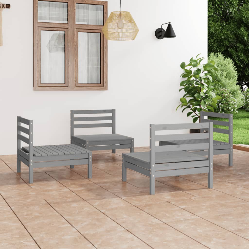 vidaXL Solid Pinewood Lounge Set 4 Piece Patio Garden Furniture Multi Colors-20