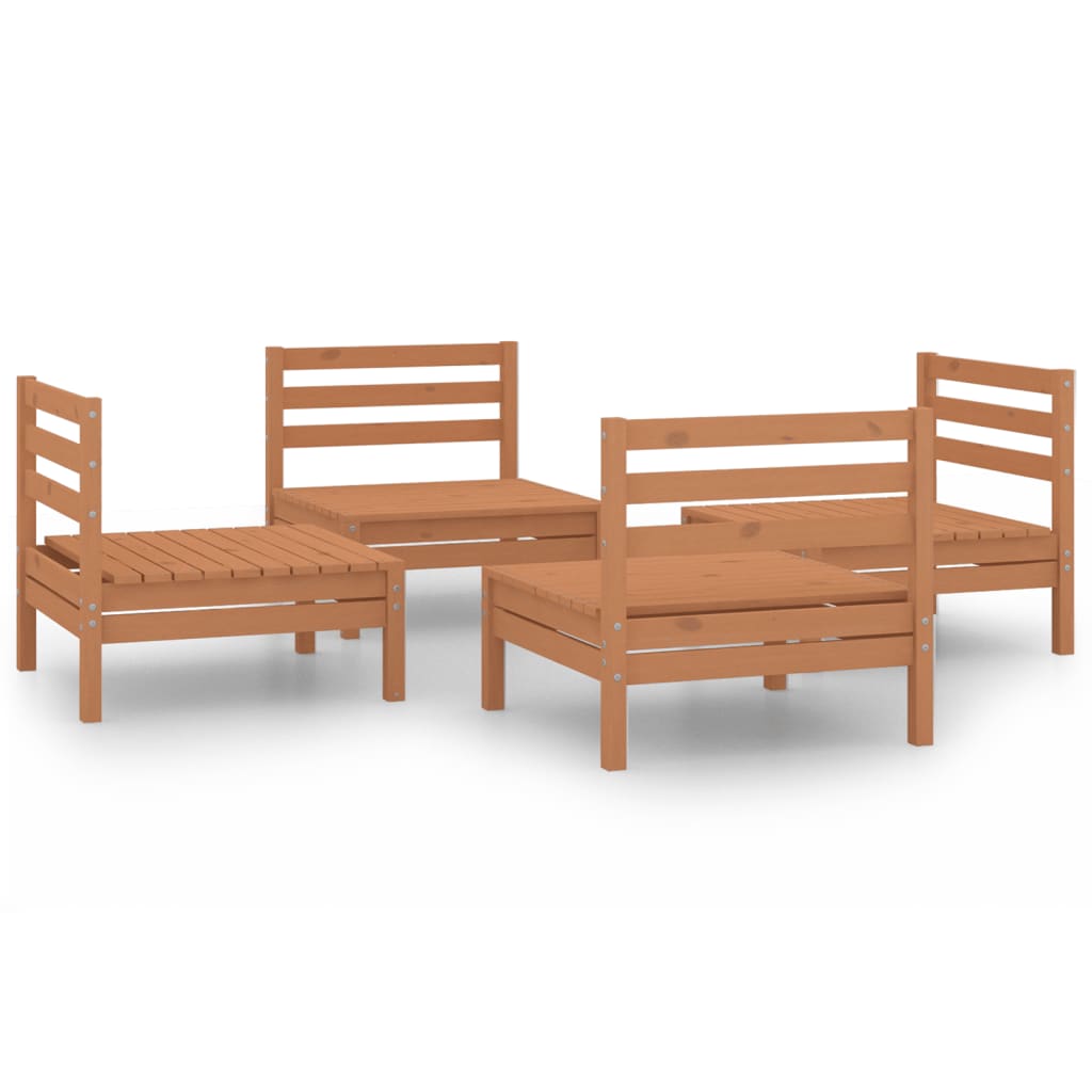 vidaXL Solid Pinewood Lounge Set 4 Piece Patio Garden Furniture Multi Colors-2