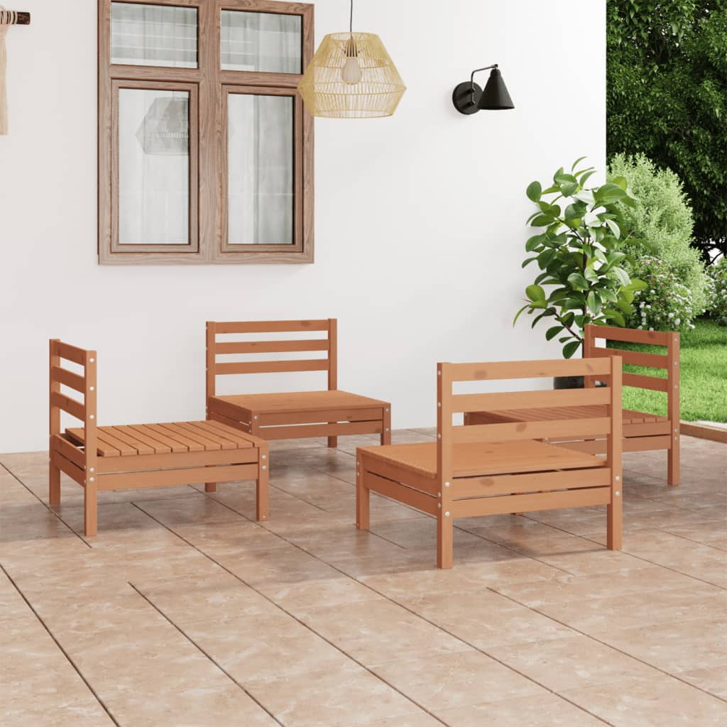 vidaXL Solid Pinewood Lounge Set 4 Piece Patio Garden Furniture Multi Colors-16