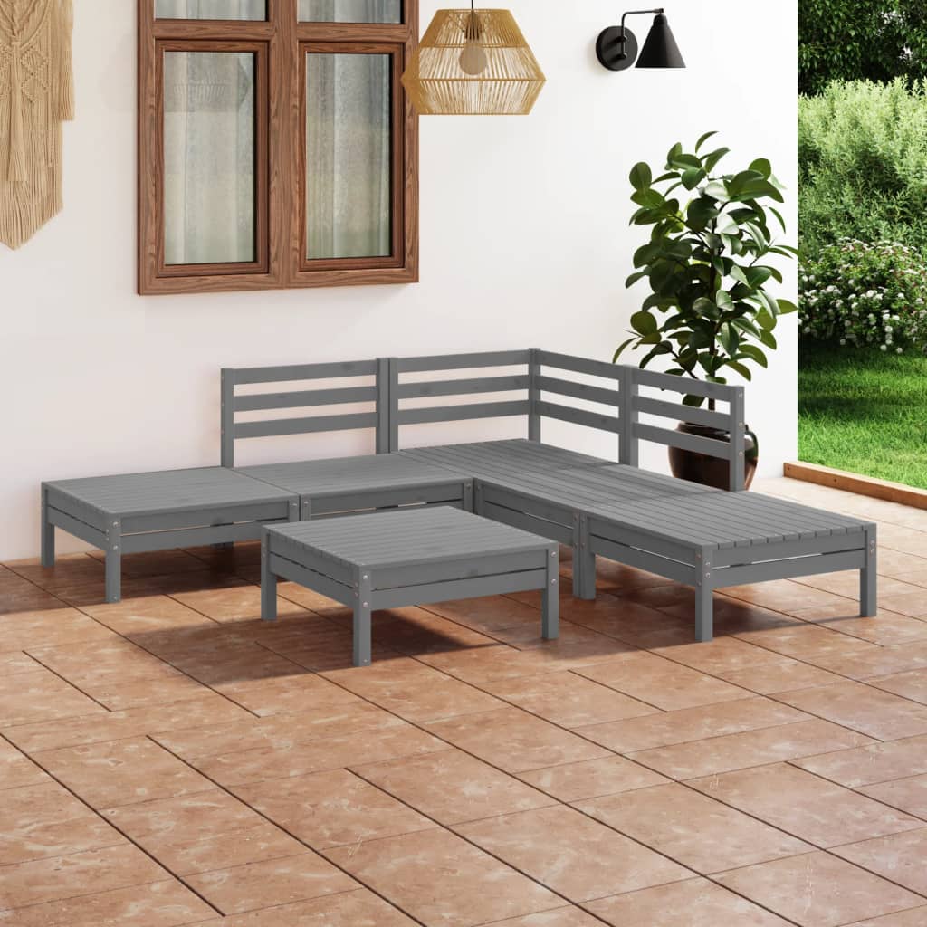 vidaXL Patio Furniture Set 6 Piece Garden Sectional Sofa Set Solid Wood Pine-20