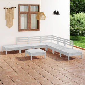 vidaXL Patio Furniture Set 8 Piece Garden Sectional Sofa Set Solid Wood Pine-5
