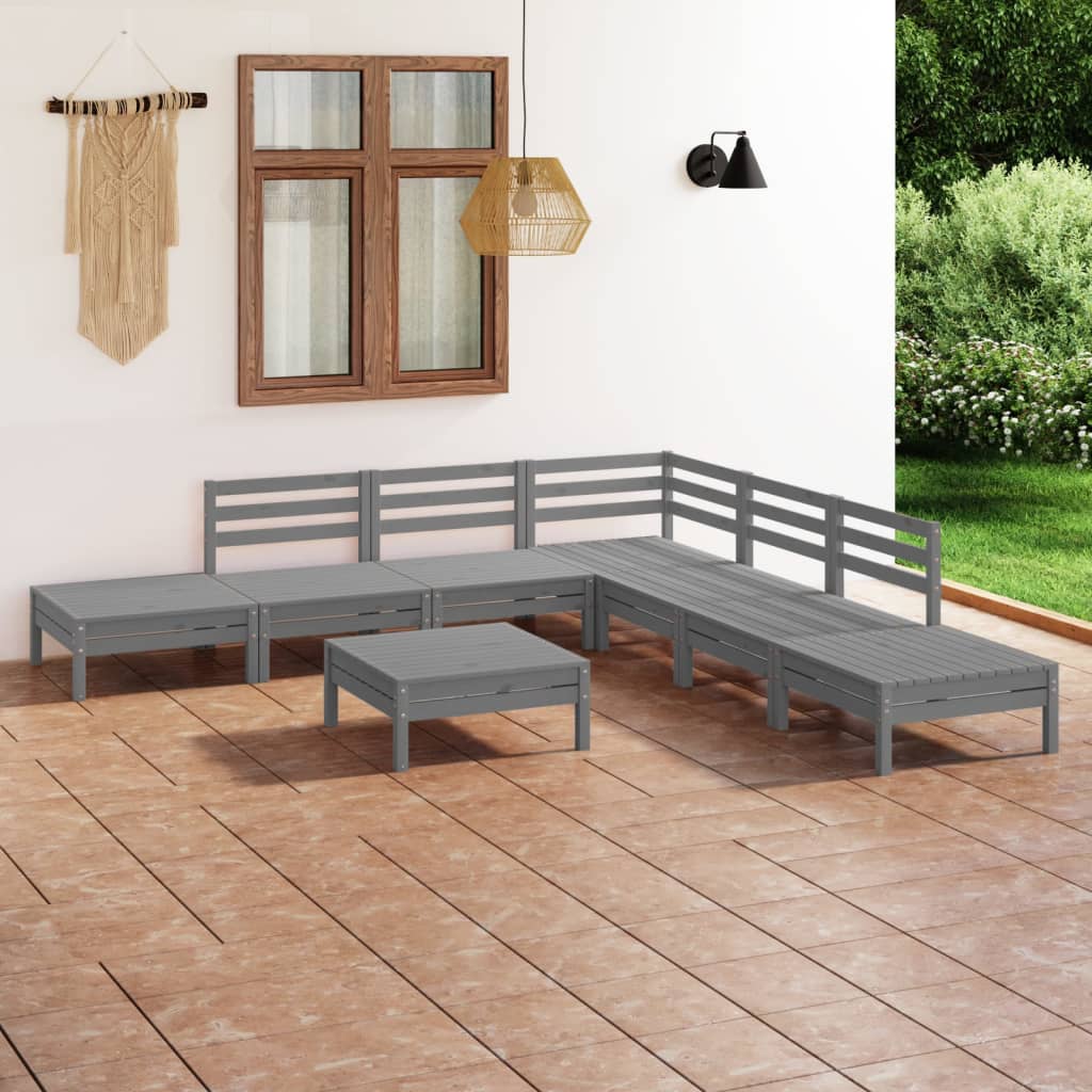 vidaXL Patio Furniture Set 8 Piece Garden Sectional Sofa Set Solid Wood Pine-25