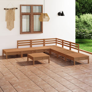 vidaXL Patio Furniture Set 8 Piece Garden Sectional Sofa Set Solid Wood Pine-18