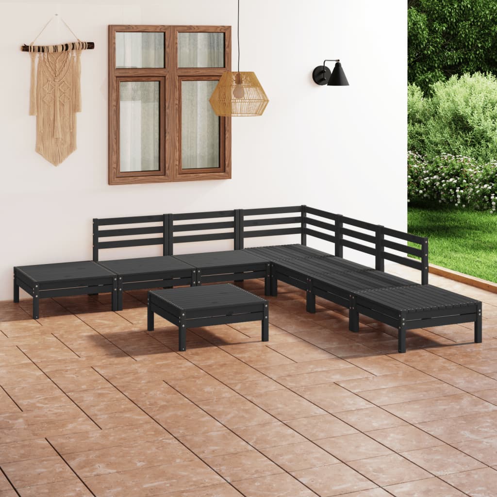 vidaXL Patio Furniture Set 8 Piece Garden Sectional Sofa Set Solid Wood Pine-31