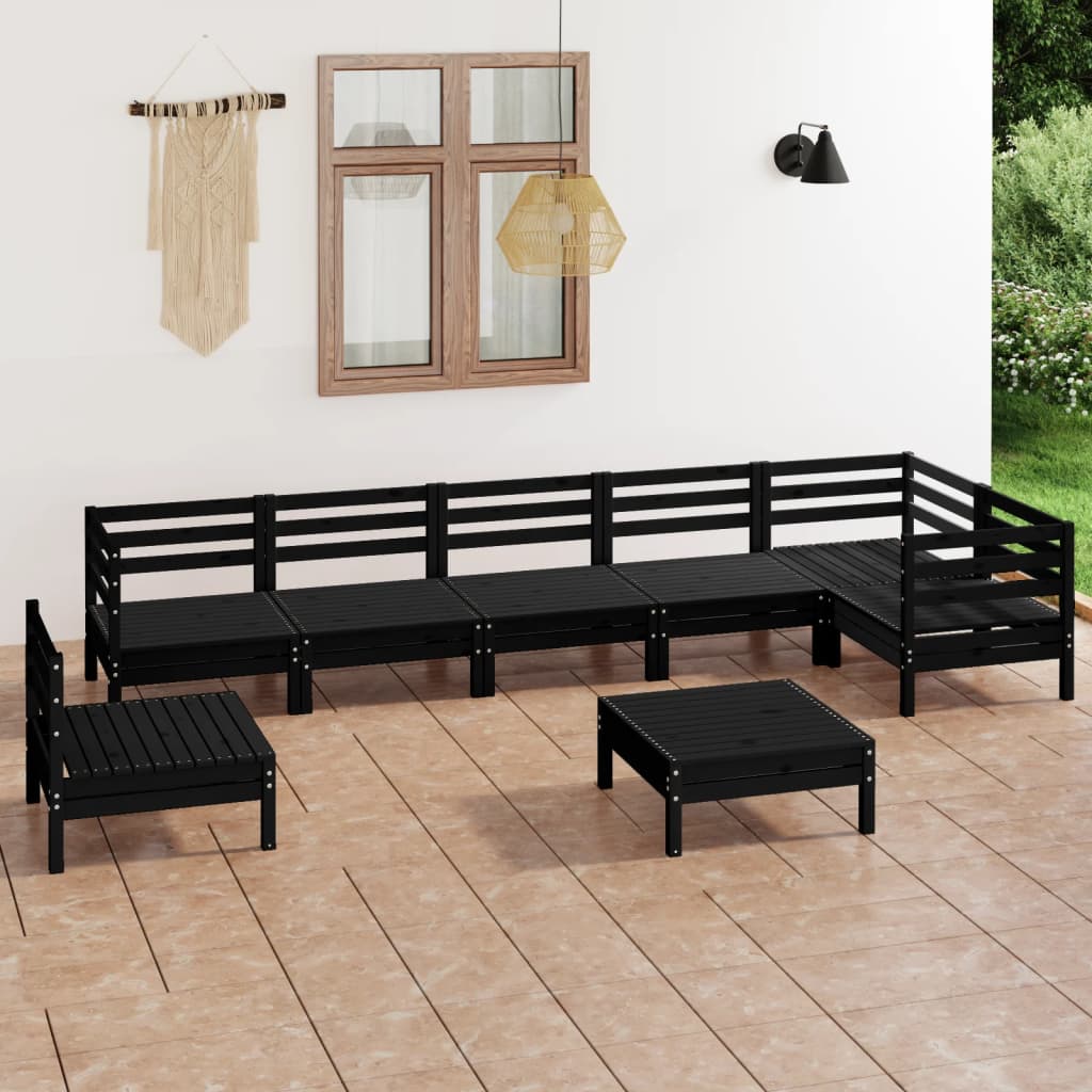 vidaXL Patio Furniture Set 8 Piece Garden Sectional Sofa Set Solid Wood Pine-2