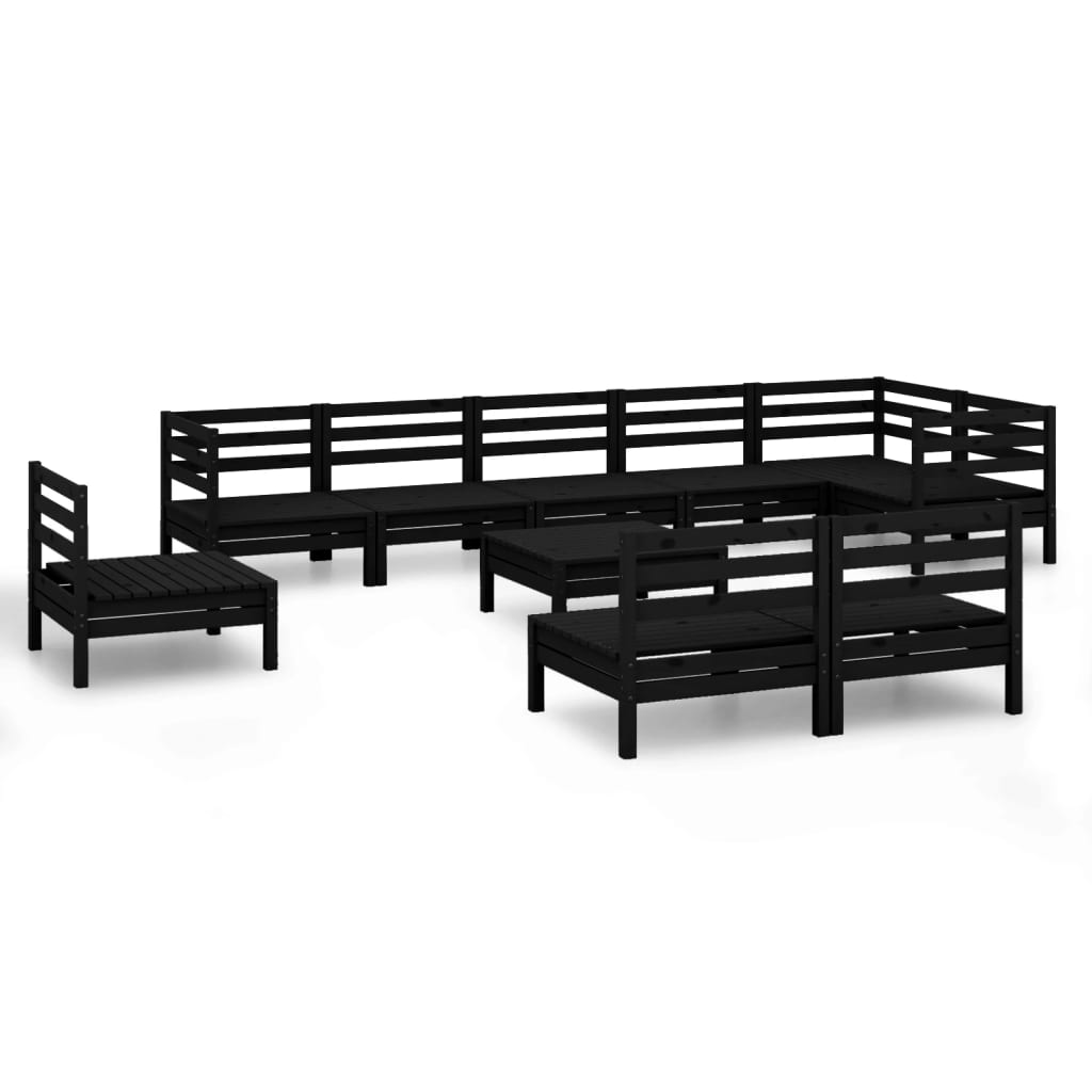 vidaXL Patio Furniture Set 10 Piece Garden Sectional Sofa Set Solid Wood Pine-20