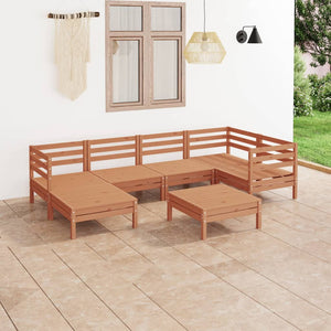 vidaXL Patio Furniture Set 7 Piece Garden Sectional Sofa Set Solid Wood Pine-15