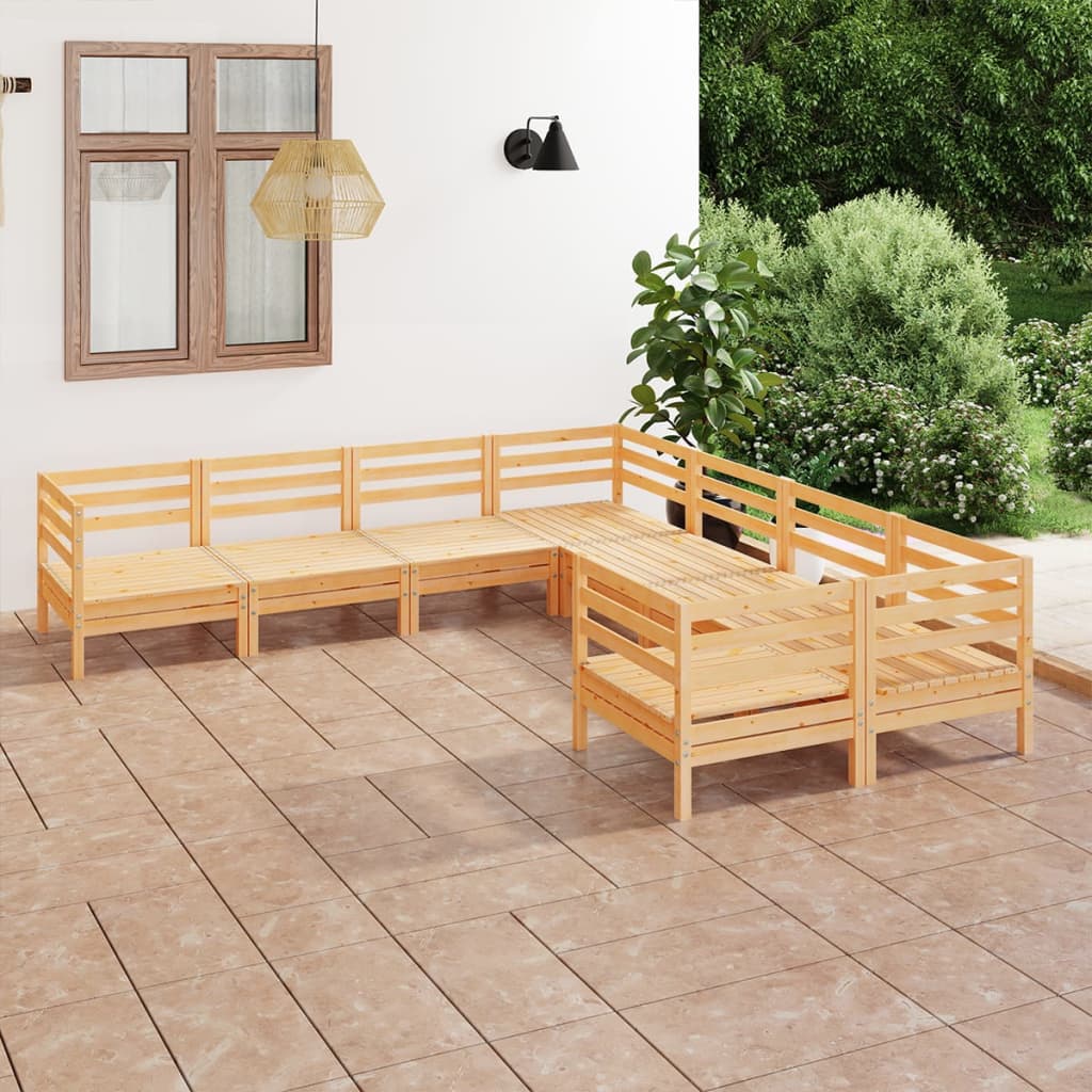 vidaXL Patio Furniture Set 8 Piece Garden Sectional Sofa Set Solid Wood Pine-14