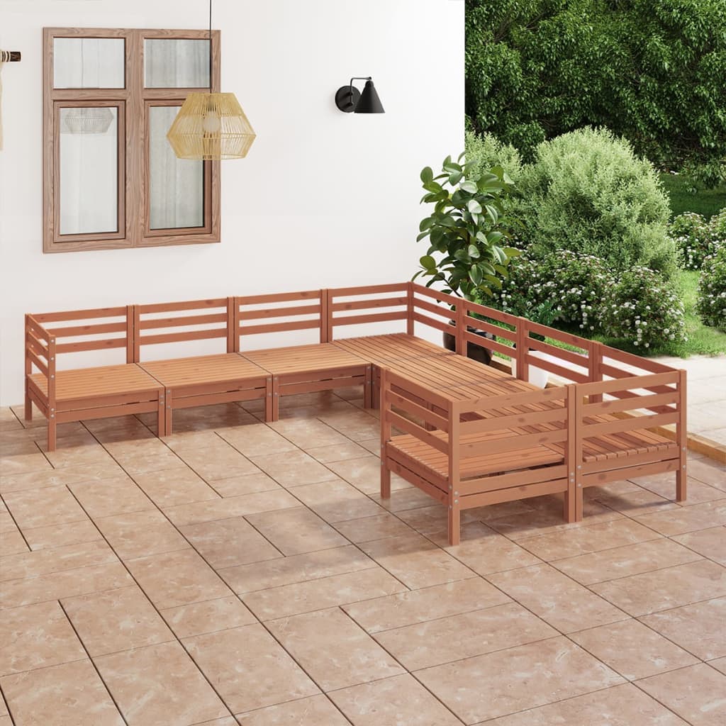 vidaXL Patio Furniture Set 8 Piece Garden Sectional Sofa Set Solid Wood Pine-20