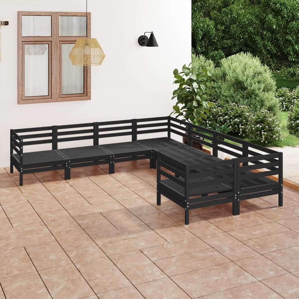 vidaXL Patio Furniture Set 8 Piece Garden Sectional Sofa Set Solid Wood Pine-2