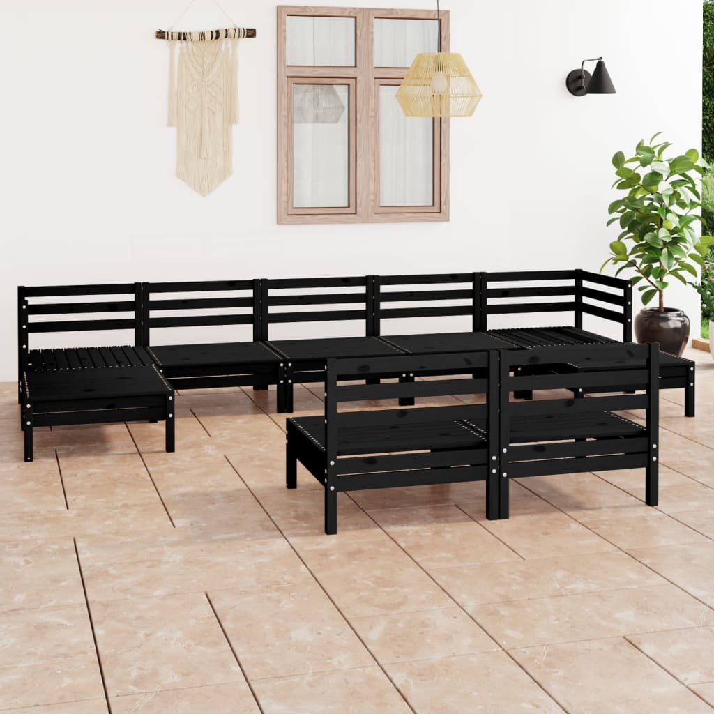 vidaXL Patio Furniture Set 9 Piece Garden Sectional Sofa Set Solid Wood Pine-15