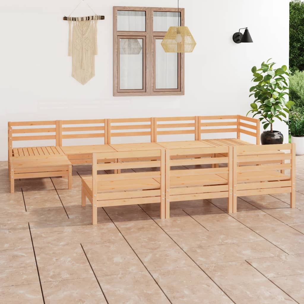 vidaXL Patio Furniture Set 10 Piece Garden Sectional Sofa Set Solid Wood Pine-4