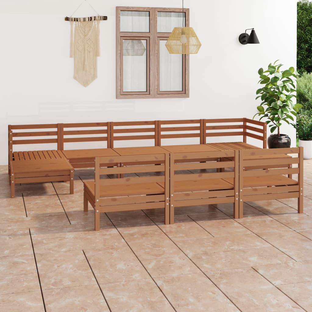 vidaXL Patio Furniture Set 10 Piece Garden Sectional Sofa Set Solid Wood Pine-20