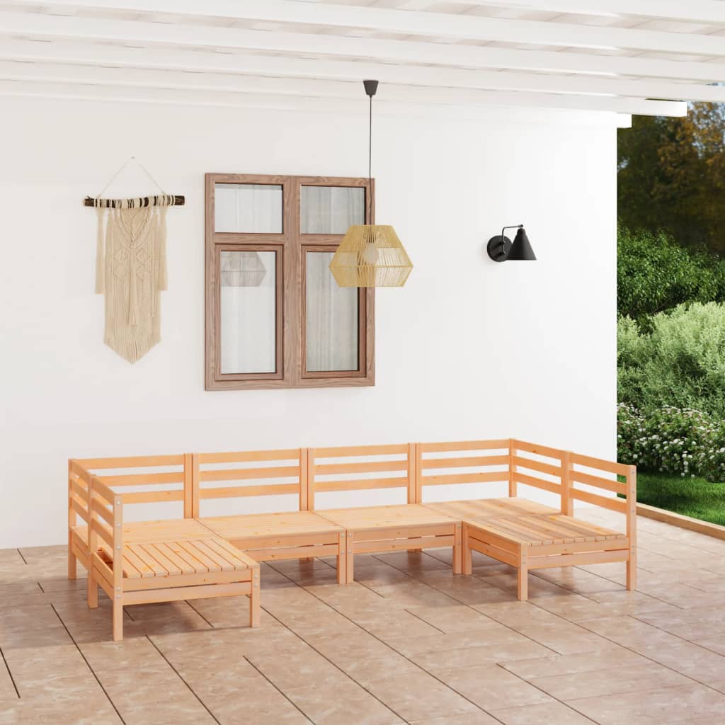 vidaXL Patio Furniture Set 6 Piece Garden Sectional Sofa Set Solid Wood Pine-19