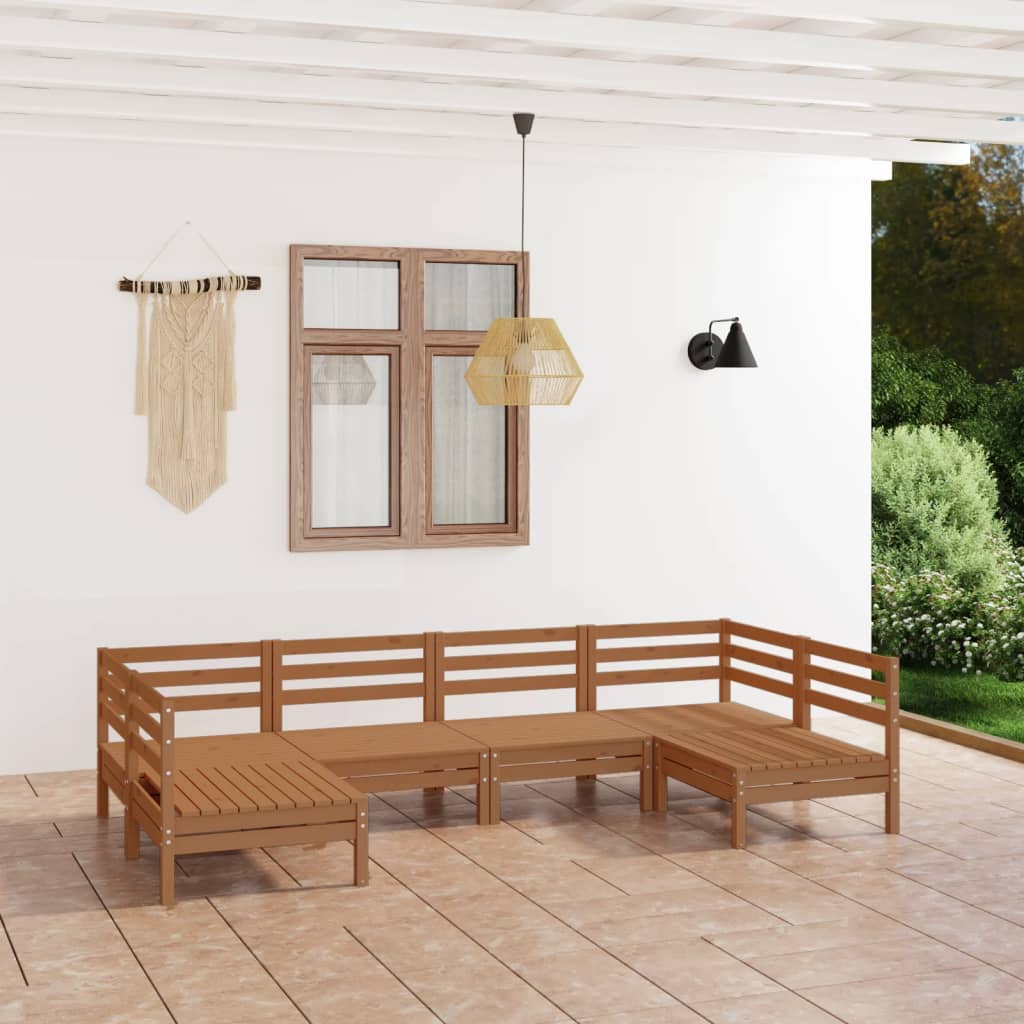 vidaXL Patio Furniture Set 6 Piece Garden Sectional Sofa Set Solid Wood Pine-7