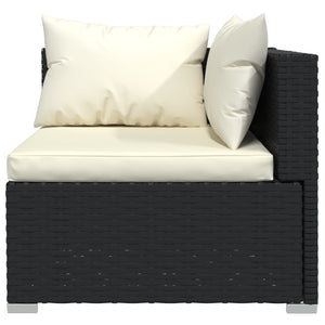 vidaXL Patio Loveseat with Cushions Black Poly Rattan-5