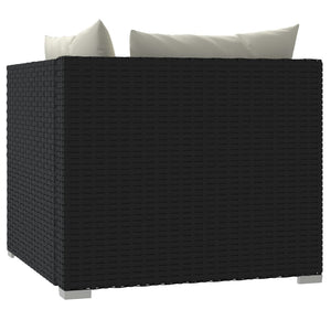 vidaXL Patio Loveseat with Cushions Black Poly Rattan-6