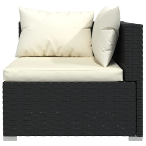 vidaXL Wicker Patio Furniture 3 Piece with Cushions Black Poly Rattan-4