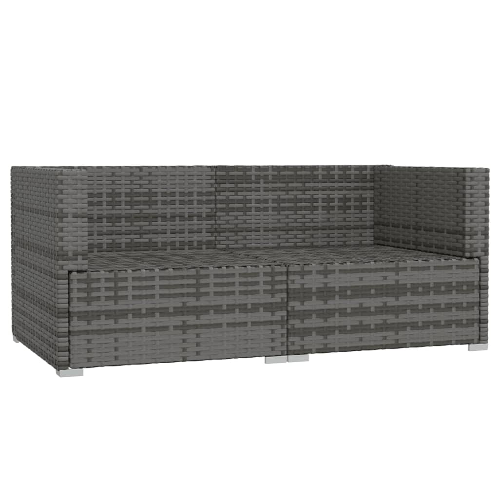 vidaXL Patio Loveseat with Cushions Gray Poly Rattan-3