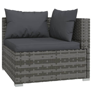 vidaXL Patio Loveseat with Cushions Gray Poly Rattan-4