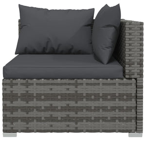 vidaXL Patio Loveseat with Cushions Gray Poly Rattan-5