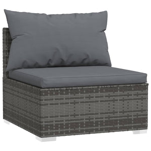 vidaXL Wicker Patio Furniture 3 Piece with Cushions Gray Poly Rattan-1