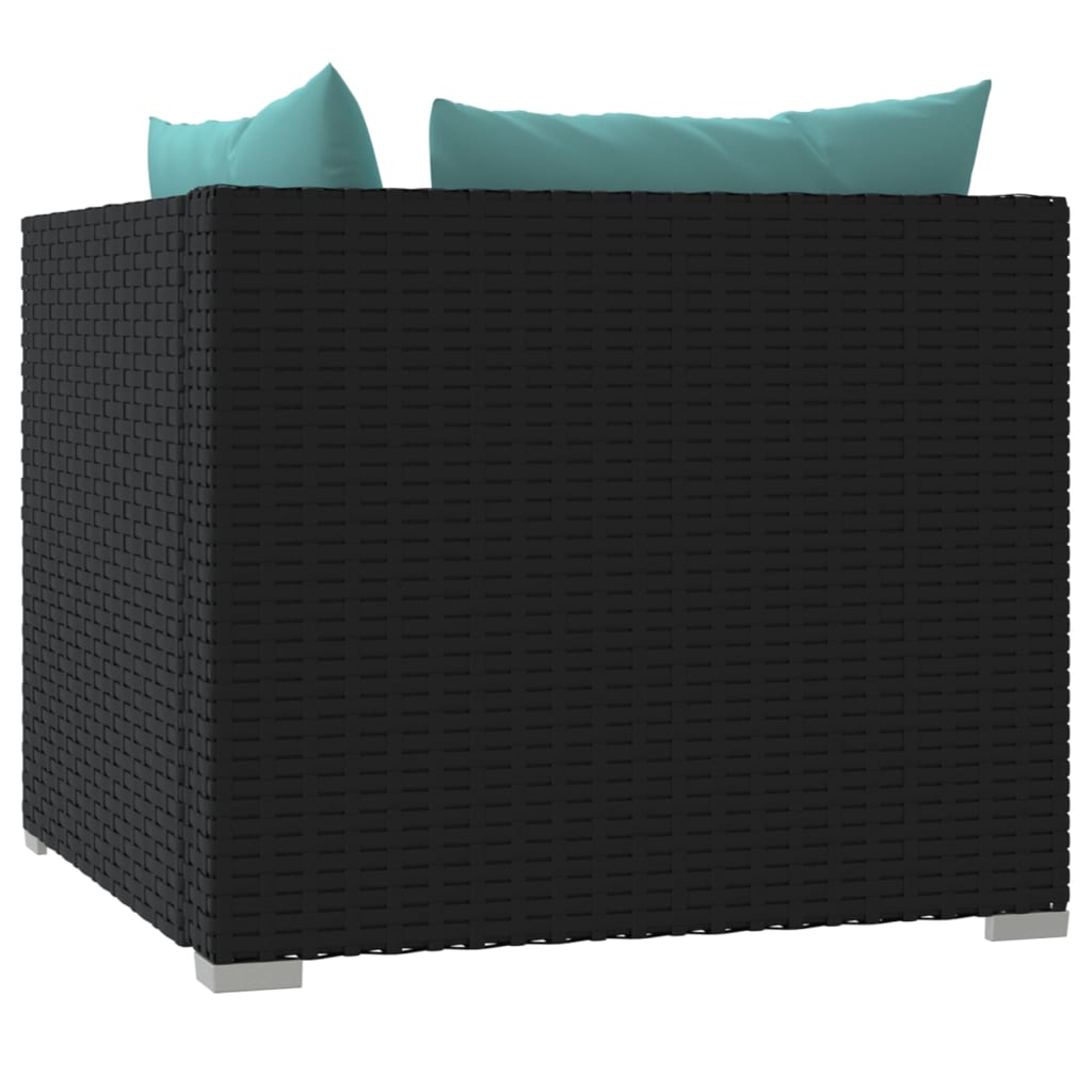 vidaXL Patio Loveseat with Cushions Black Poly Rattan-6