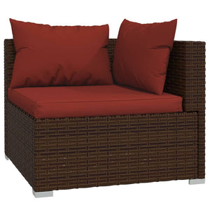 vidaXL Patio Loveseat with Cushions Brown Poly Rattan-4