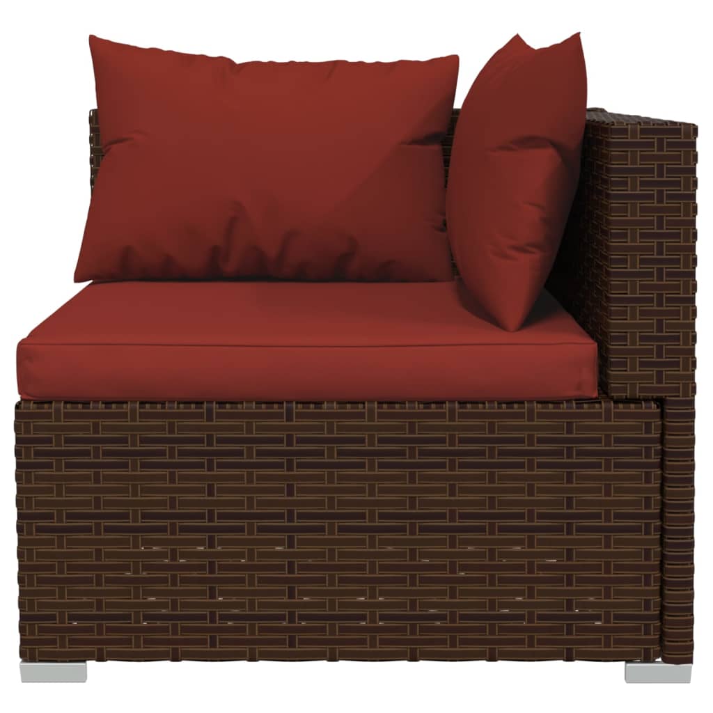 vidaXL Patio Loveseat with Cushions Brown Poly Rattan-5