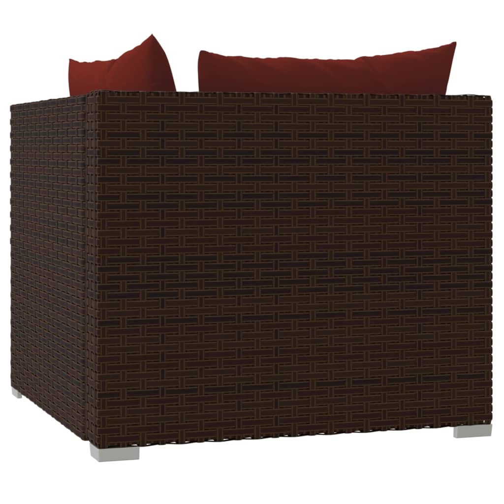 vidaXL Patio Loveseat with Cushions Brown Poly Rattan-6