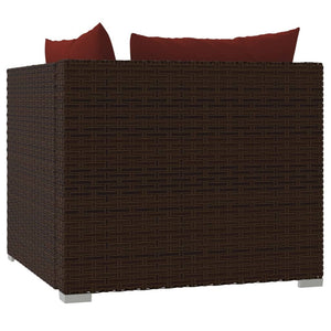 vidaXL Patio Loveseat with Cushions Brown Poly Rattan-6