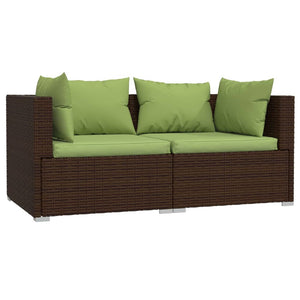 vidaXL Patio Loveseat with Cushions Brown Poly Rattan-0