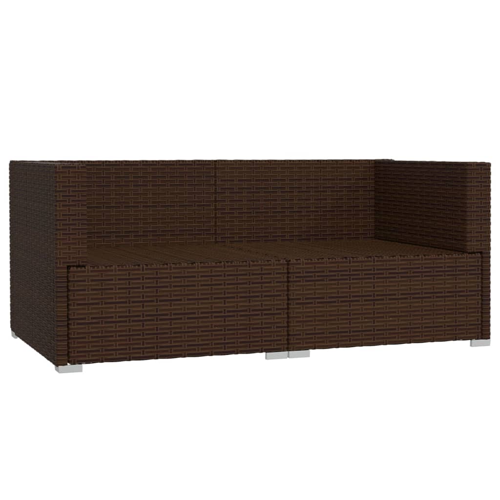 vidaXL Patio Loveseat with Cushions Brown Poly Rattan-3