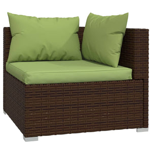 vidaXL Patio Loveseat with Cushions Brown Poly Rattan-4