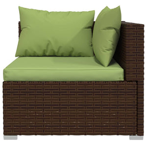 vidaXL Patio Loveseat with Cushions Brown Poly Rattan-5