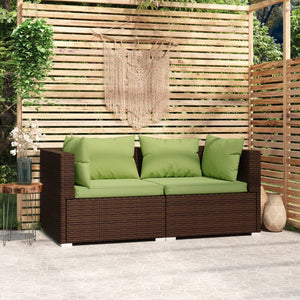 vidaXL Patio Loveseat with Cushions Brown Poly Rattan-1