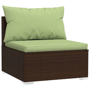 vidaXL Wicker Patio Furniture 3 Piece with Cushions Brown Poly Rattan-1