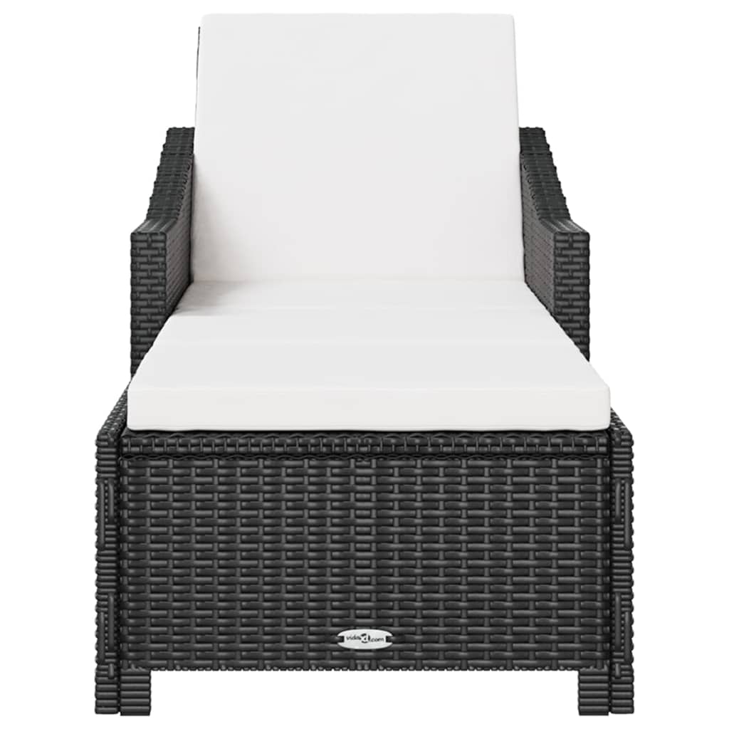 vidaXL Patio Lounge Chair Outdoor Sunbed Sunlounger with Cushion Poly Rattan-5