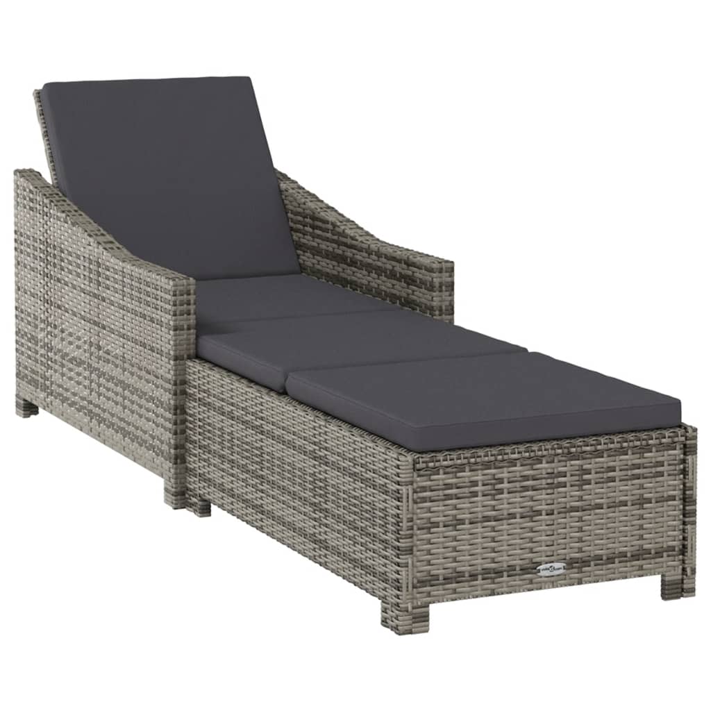 vidaXL Patio Lounge Chair Outdoor Sunbed Sunlounger with Cushion Poly Rattan-7