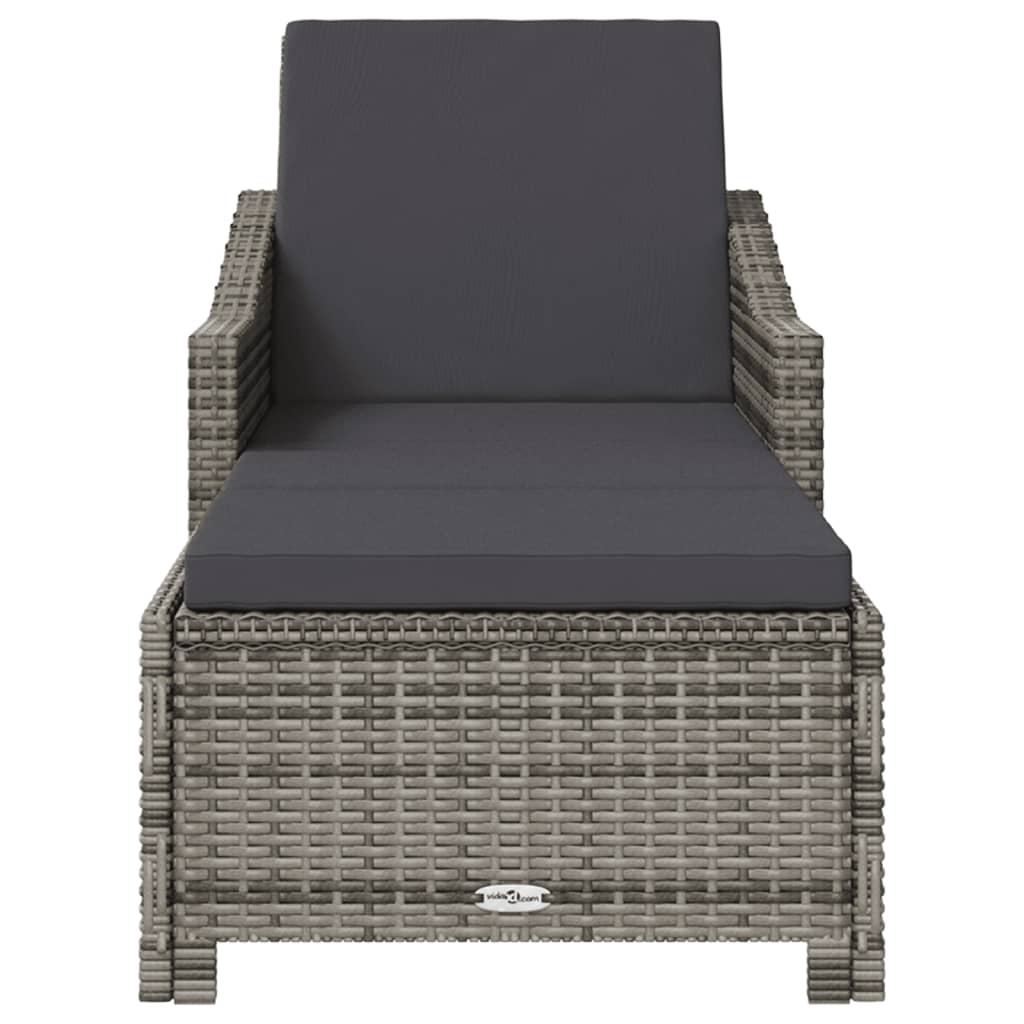 vidaXL Patio Lounge Chair Outdoor Sunbed Sunlounger with Cushion Poly Rattan-11