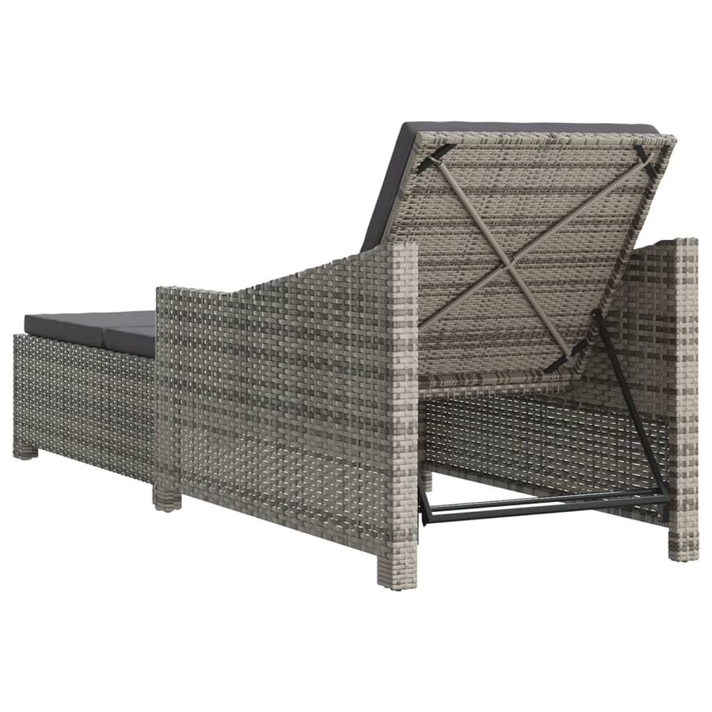 vidaXL Patio Lounge Chair Outdoor Sunbed Sunlounger with Cushion Poly Rattan-6