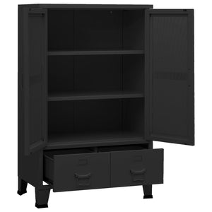 vidaXL Storage Cabinet Office Cabinet with Mesh Doors for Living Room Metal-4