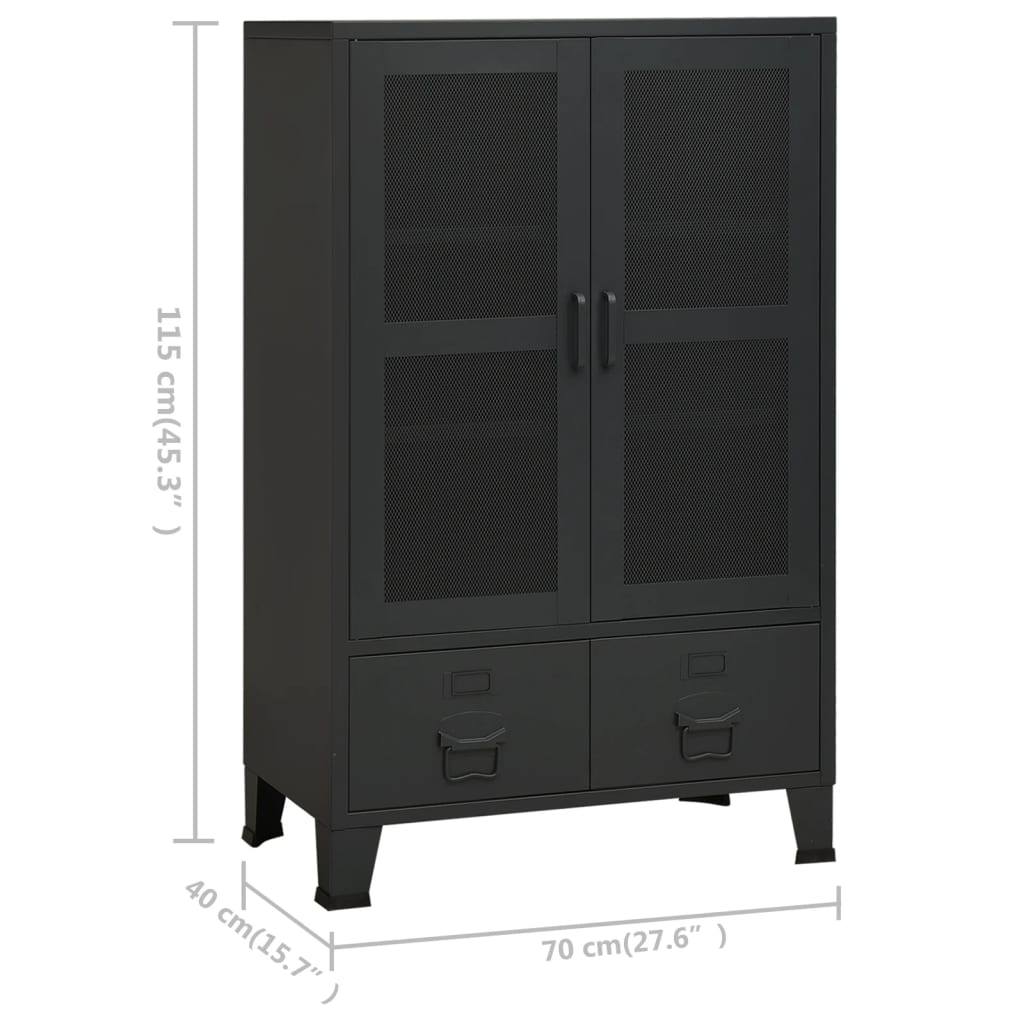 vidaXL Storage Cabinet Office Cabinet with Mesh Doors for Living Room Metal-23